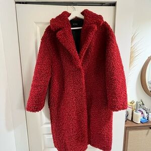 Stradivarius Red Teddy Coat
